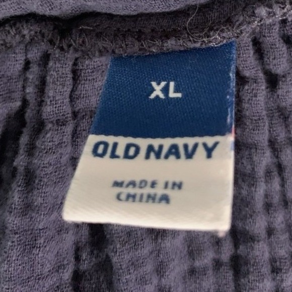 Old Navy Cotton Gauze Midi Dress Womens XL Navy Blue Smocked Tiered Boho - Picture 3 of 10